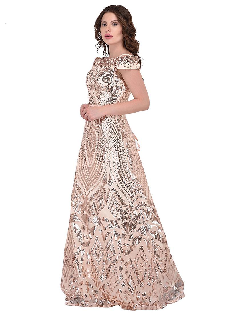 off shoulder embellished gown dress - 18033028 -  Standard Image - 1
