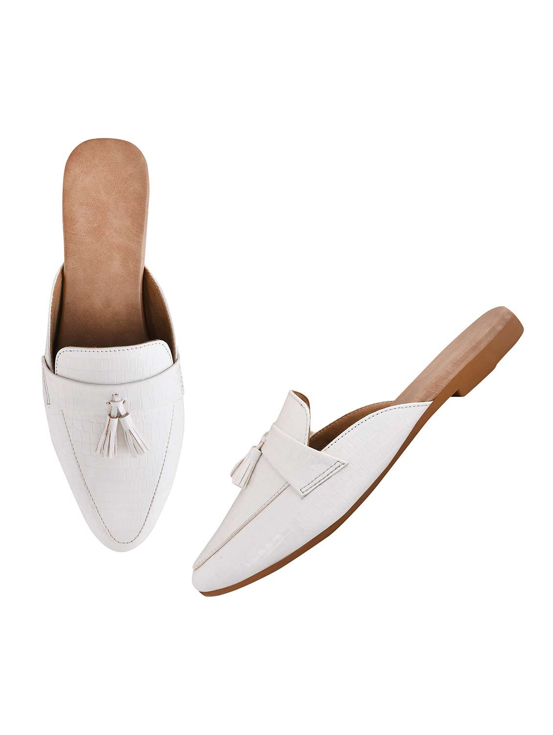 white synthetic slip on ballerina - 18033175 -  Standard Image - 1