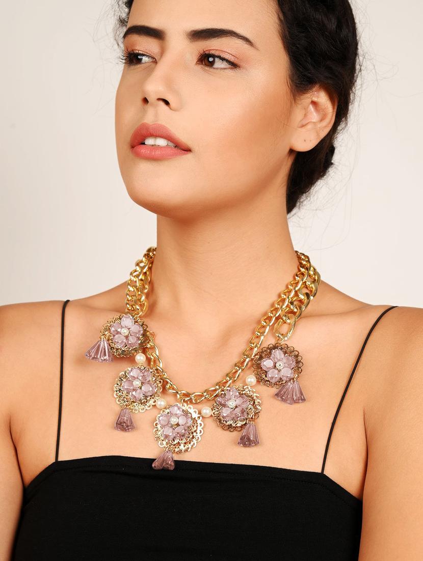 pink floral statement necklace - 18036462 -  Standard Image - 1