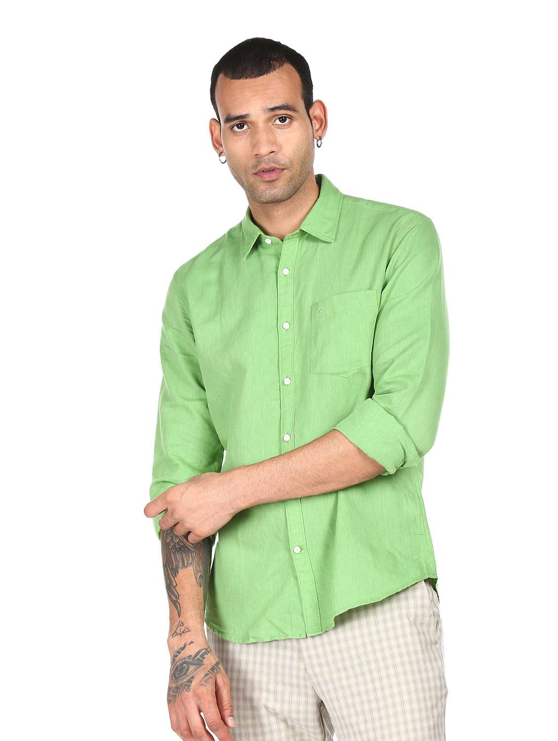 mens solid casual shirt - 18038441 -  Standard Image - 1