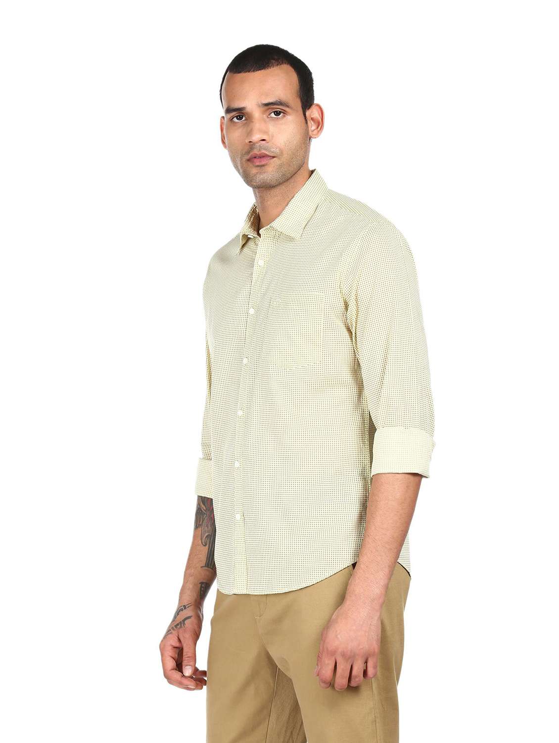 mens micro print casual shirt - 18038469 -  Standard Image - 1