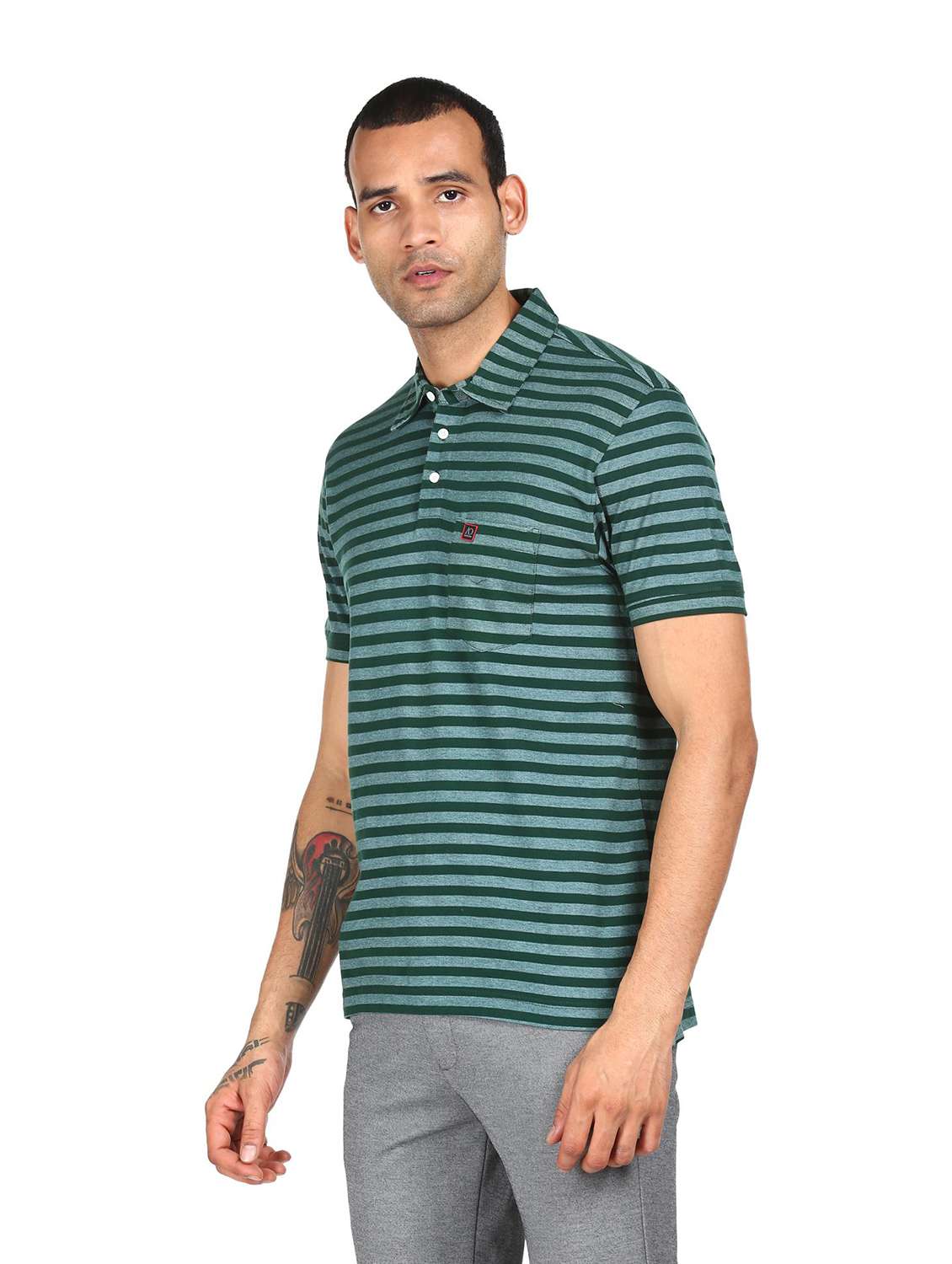 men striped polo neck t-shirt - 18038549 -  Standard Image - 1