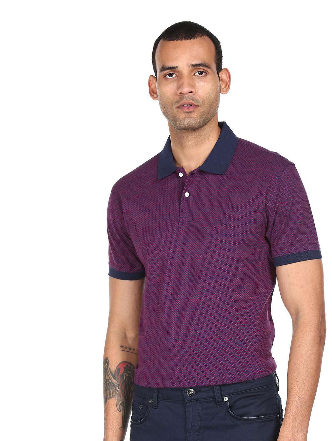 blue printed polo t-shirt - 18038550 -  Standard Image - 1