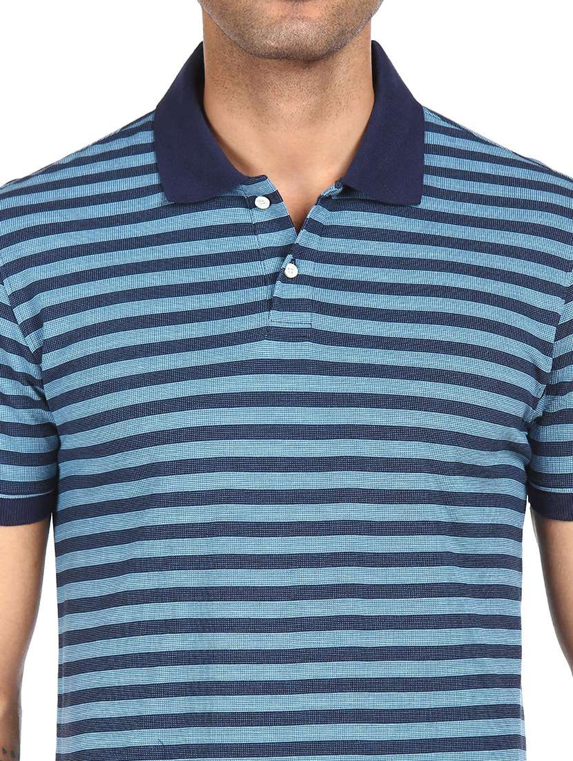 navy-blue striped polo t-shirt - 18038557 - Standard Image - 4