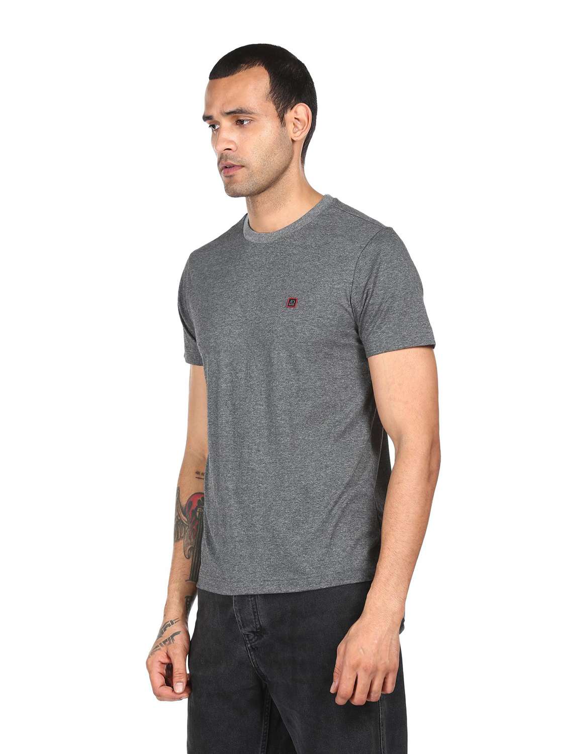 grey self design t-shirt - 18038582 -  Standard Image - 1