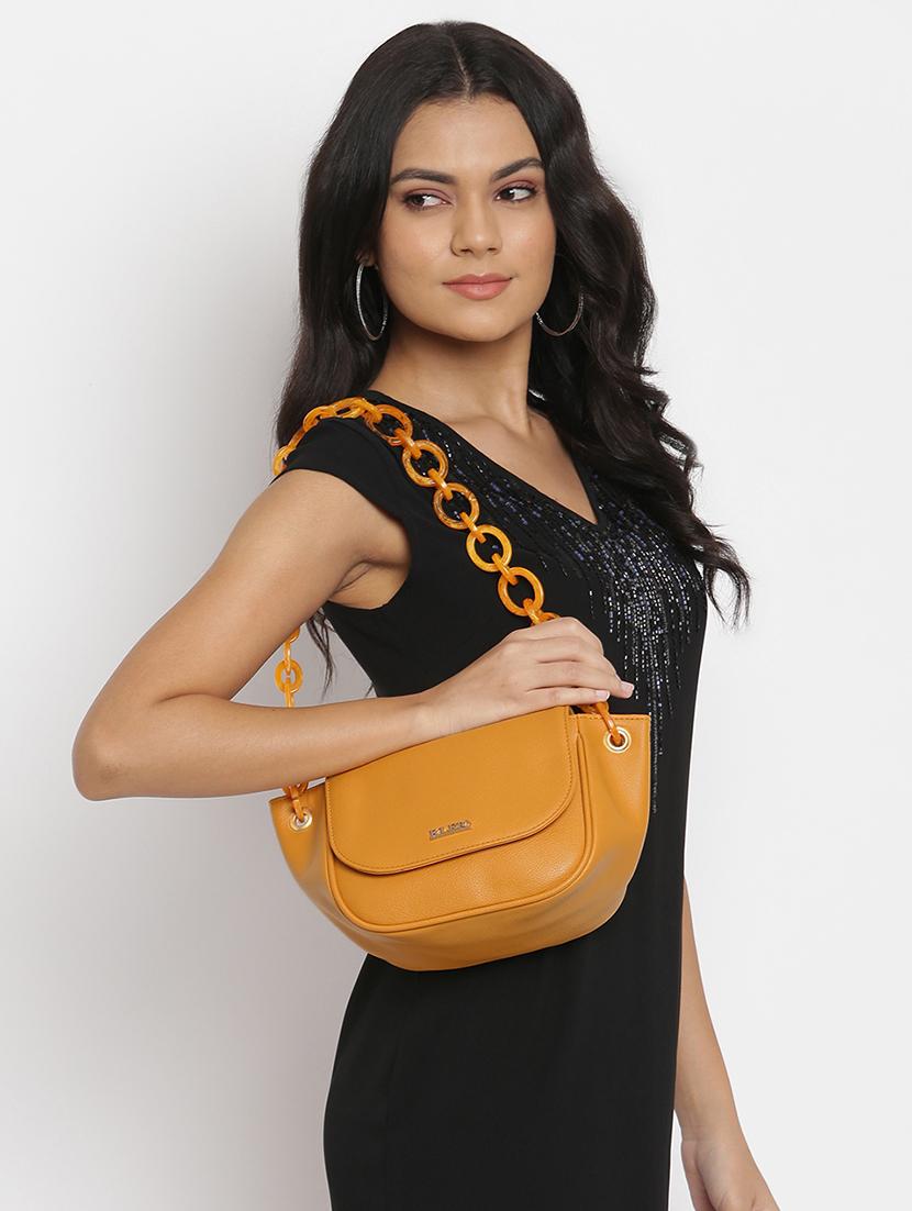 yellow leatherette (pu) sling bag - 18038781 - Standard Image - 4