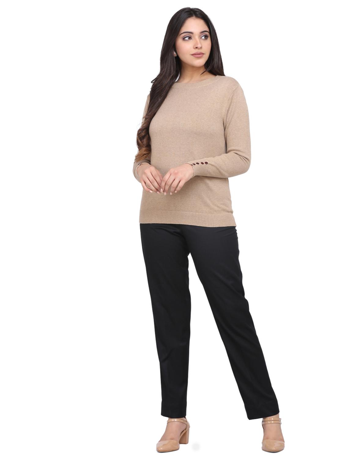 brown full sleeves regular pullover - 18039189 -  Standard Image - 1