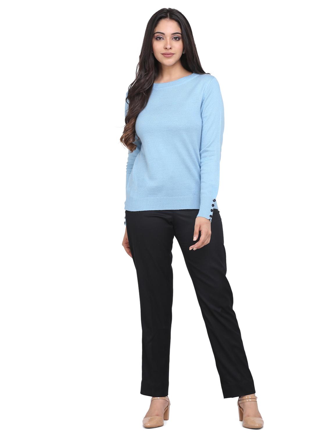 sky blue cotton wool pullover - 18039190 - Standard Image - 4