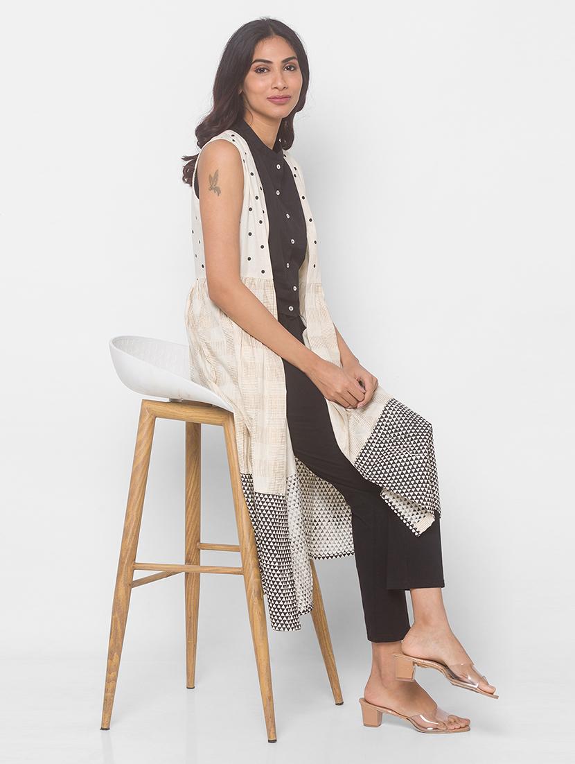 offwhite cotton aline kurta - 18039543 - Standard Image - 4