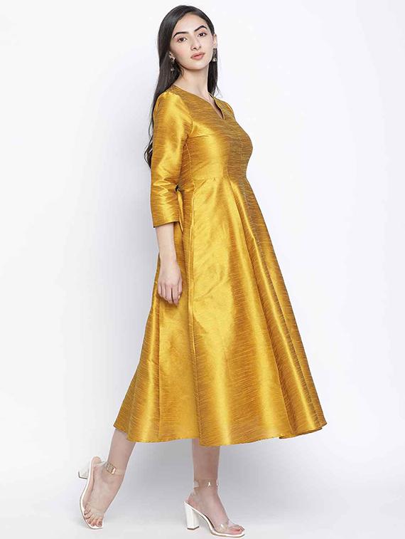 notch neck solid a-line dress - 18039722 -  Standard Image - 1