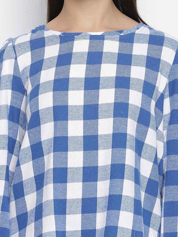 round neck checkered top - 18039729 - Standard Image - 4
