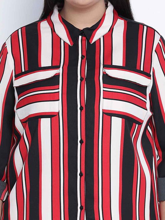 curved hem striped plus shirt - 18039745 - Standard Image - 4