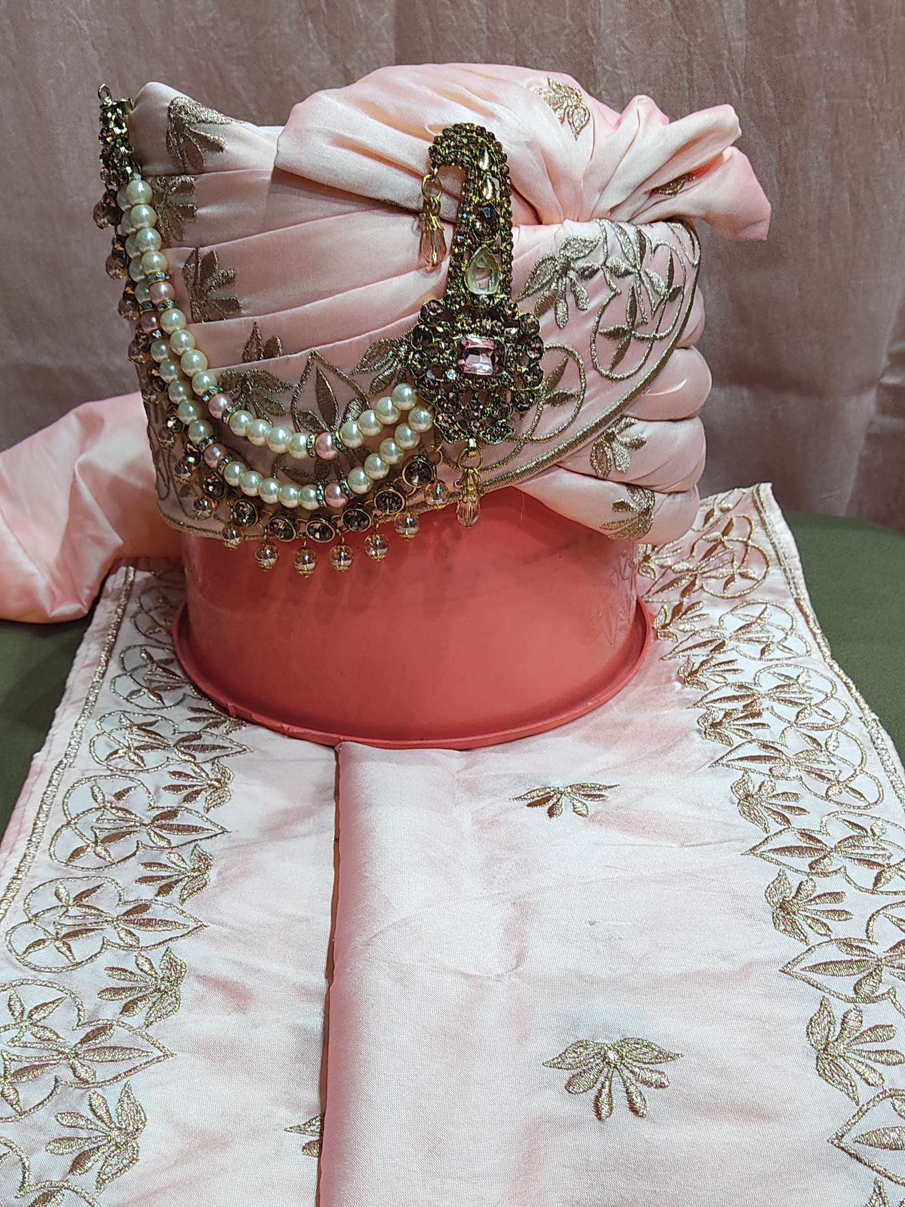 dulha pagdi with stall set pink
