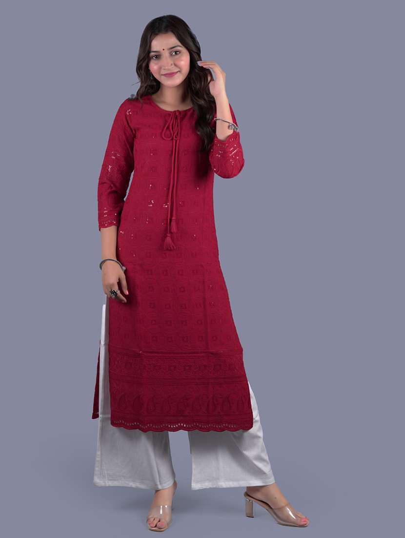 red cotton kurta palazzo  set