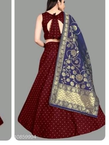 jacquard buti lehenga choli with banarasi - 18041279 - Standard Image - 1