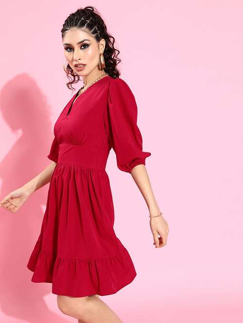 women's tiered dress solid dress - 18041410 -  Standard Image - 0