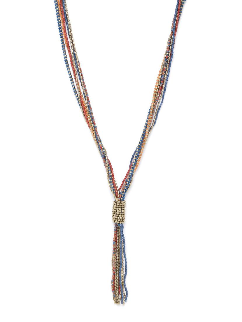 gunmetal-toned & bronze-toned glass beaded statement twisted necklace - 18041703 -  Standard Image - 1