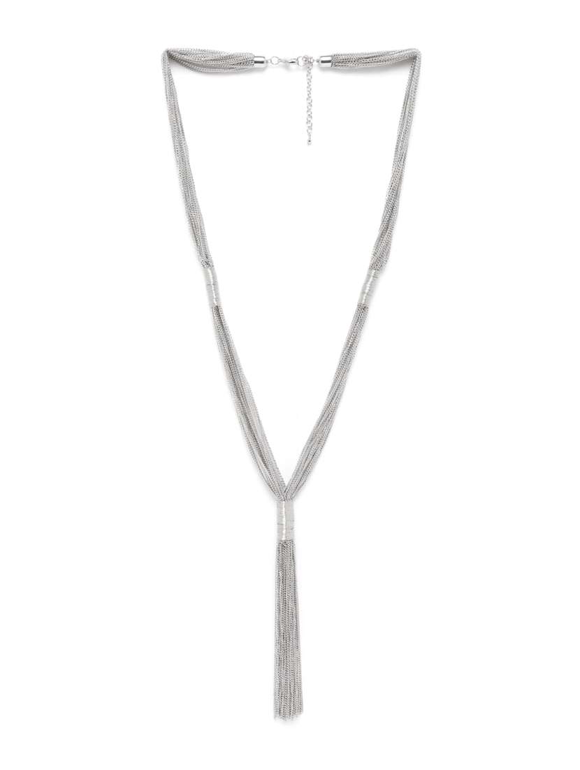 silver-plated tasseled multi-stranded necklace - 18041708 - Zoom Image - 0