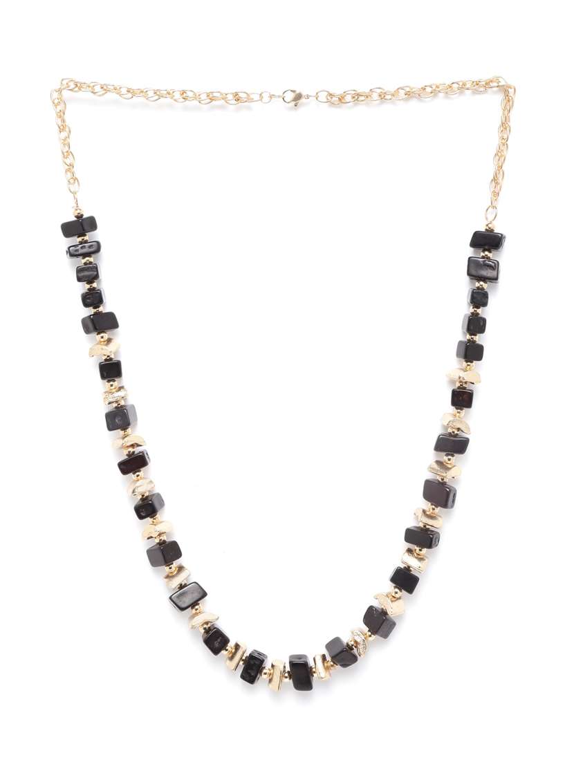 black gold-plated beaded necklace