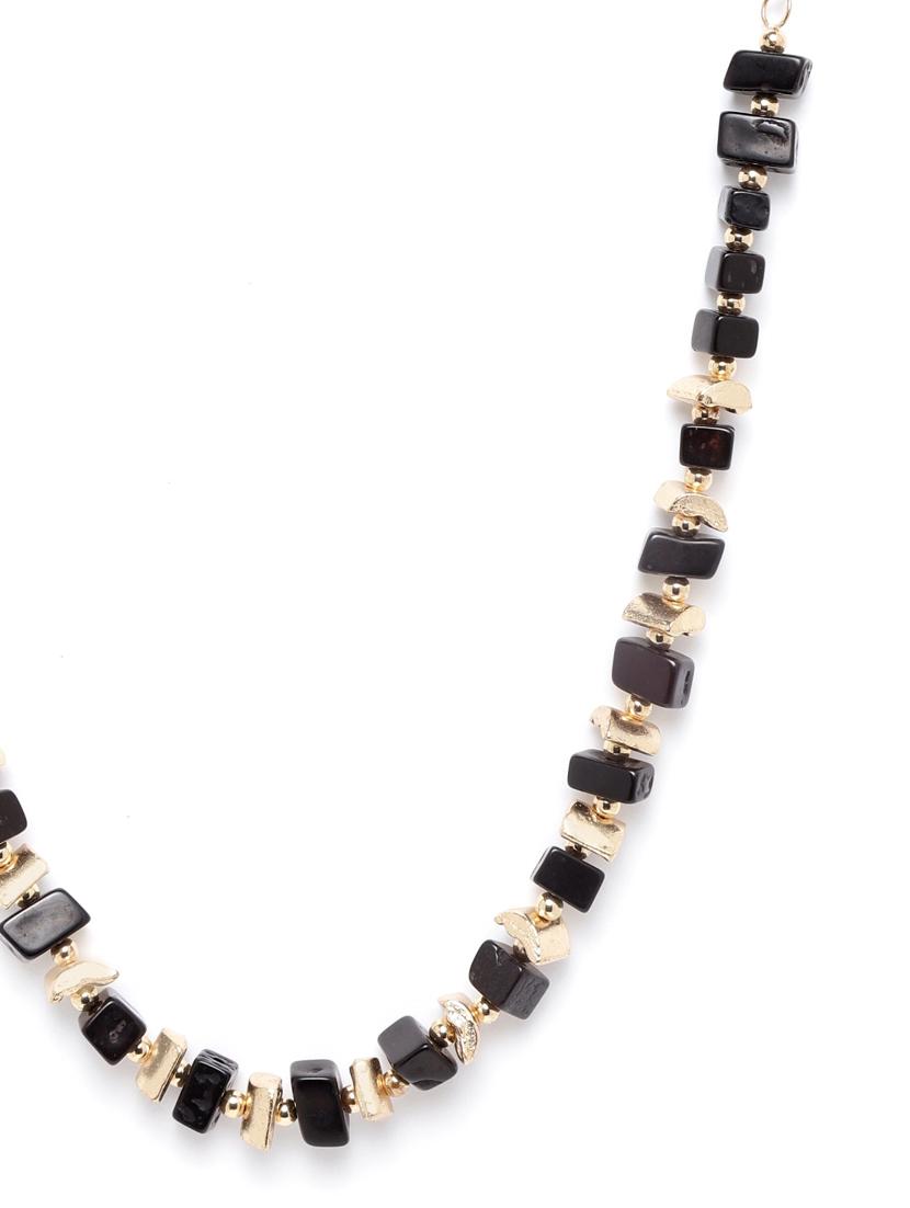black gold-plated beaded necklace - 18041711 - Standard Image - 1