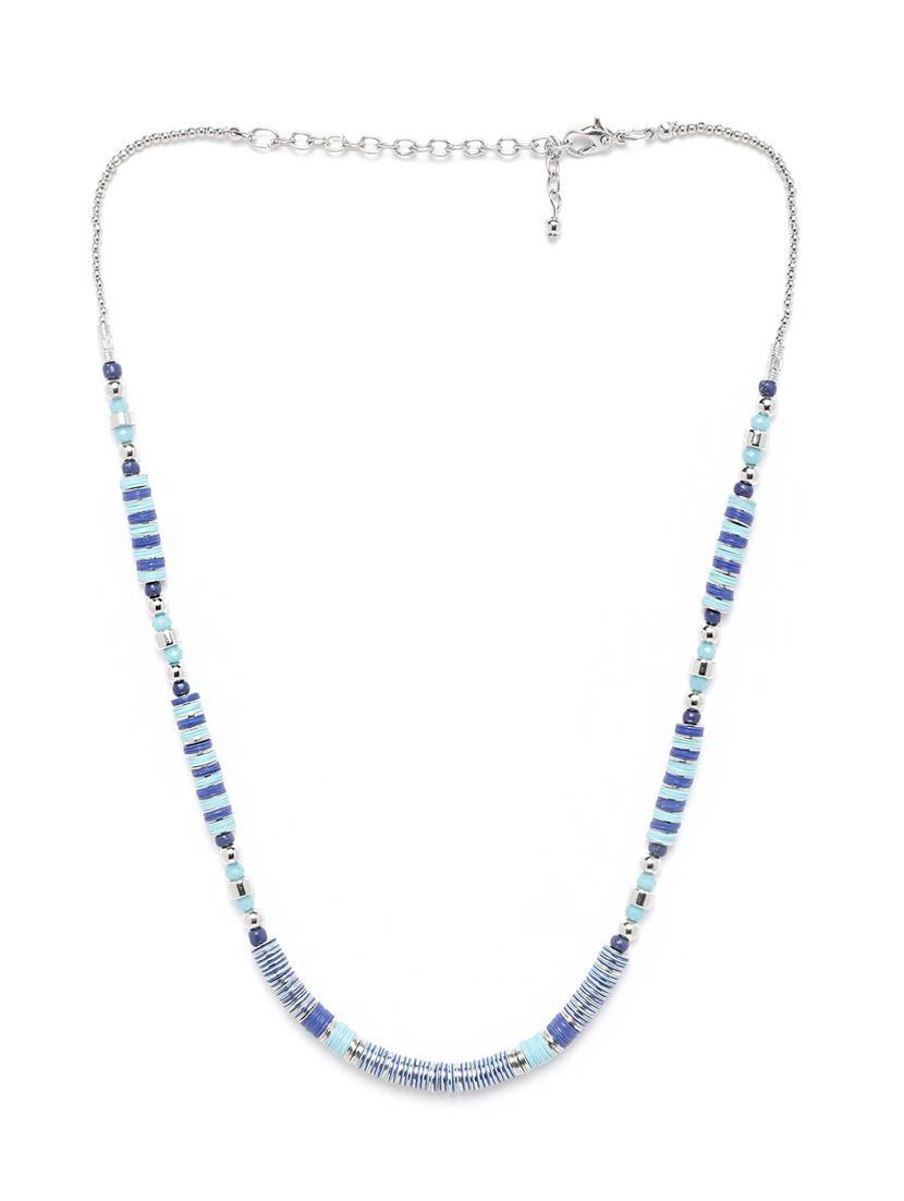 blue silver-plated beaded necklace - 18041715 -  Zoom Image - 0