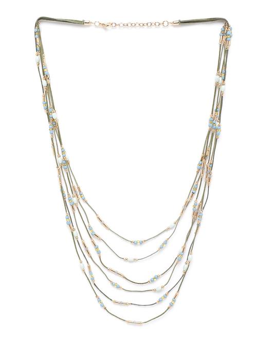 women blue & olive green gold-plated beaded layered necklace - 18041721 -  Standard Image - 0