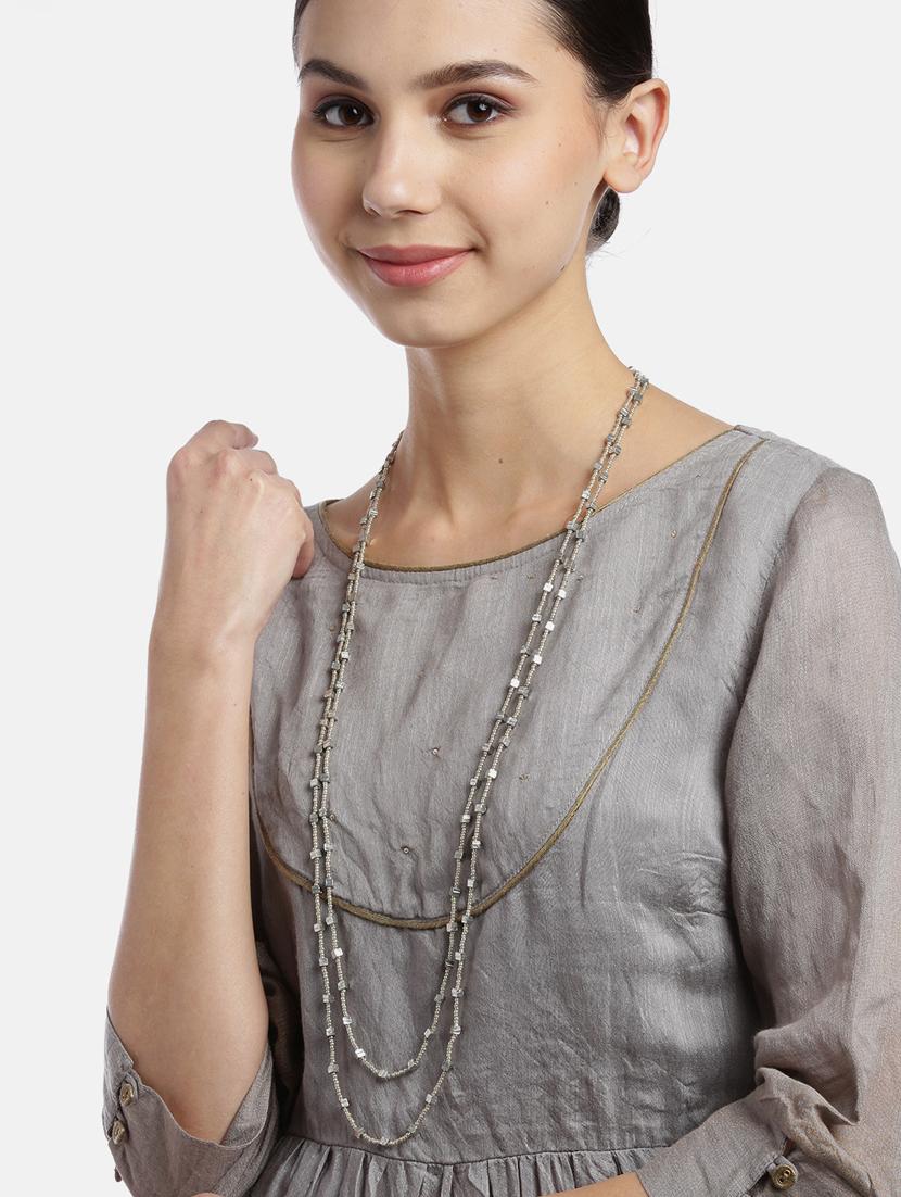 women silver-plated layered beaded necklace - 18041727 - Standard Image - 1