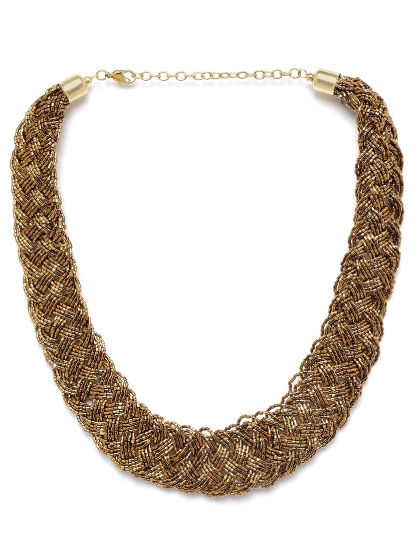 gold-toned beaded braided necklace - 18041738 - Zoom Image - 0
