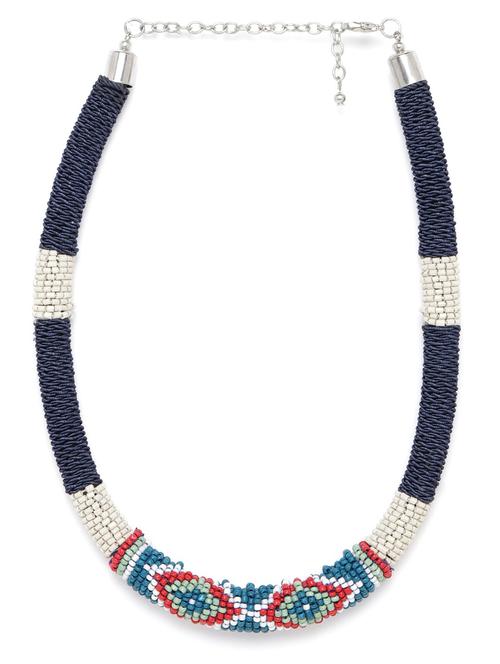 women blue & off-white beaded necklace - 18041817 - Standard Image - 0