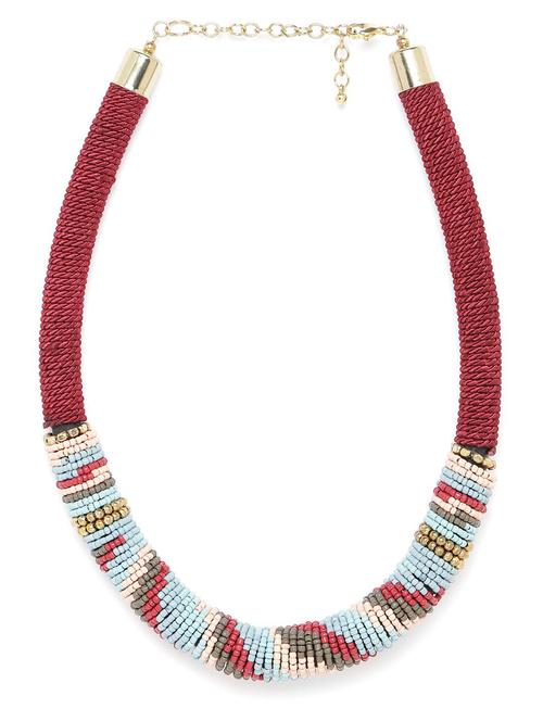 women maroon & blue beaded necklace - 18041818 -  Standard Image - 0
