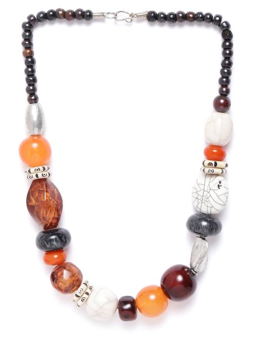 orange & off-whited beaded necklace - 18041859 -  Standard Image - 0