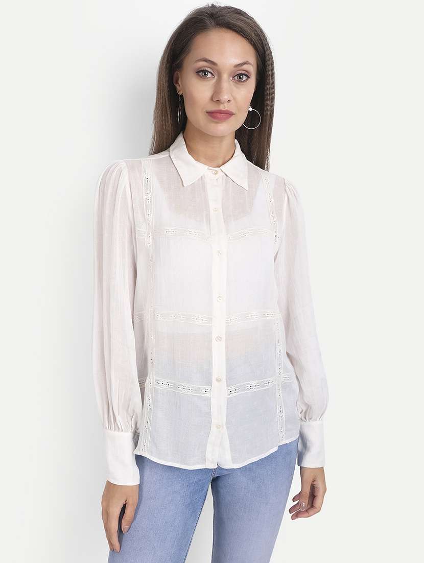 women's straight collared top