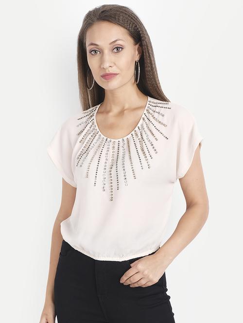women's crop round neck top - 18042074 -  Standard Image - 0