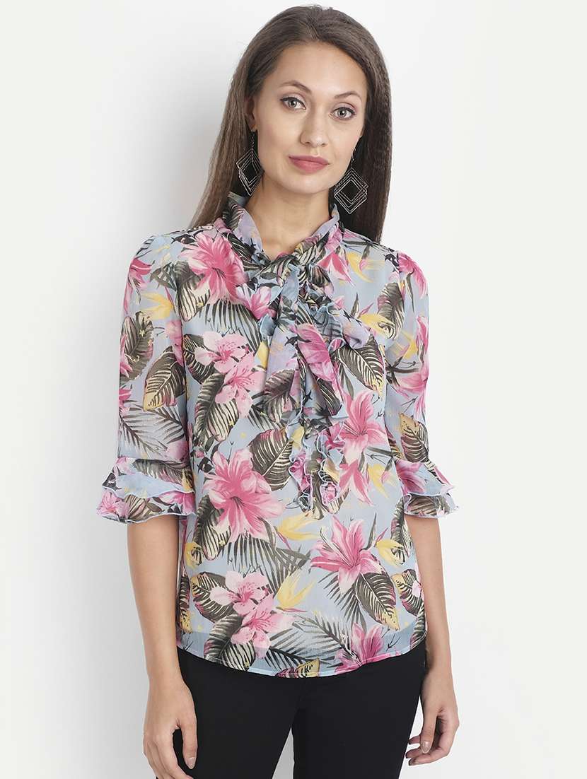 women's straight tie-up neck top - 18042079 - Zoom Image - 0