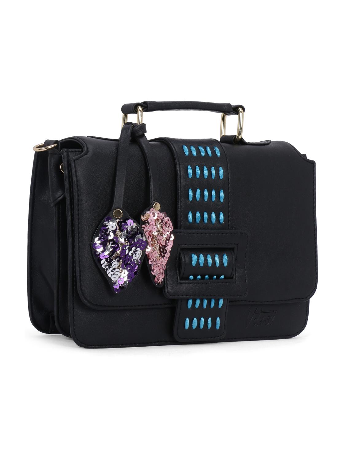 black leatherette (pu) sling bag - 18042358 - Standard Image - 4
