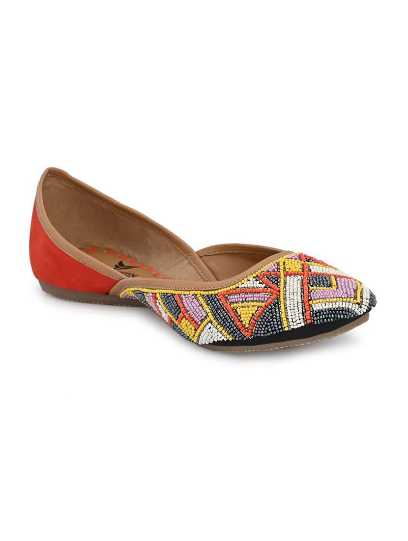 multi colored faux leather slip on jutis & mojaris