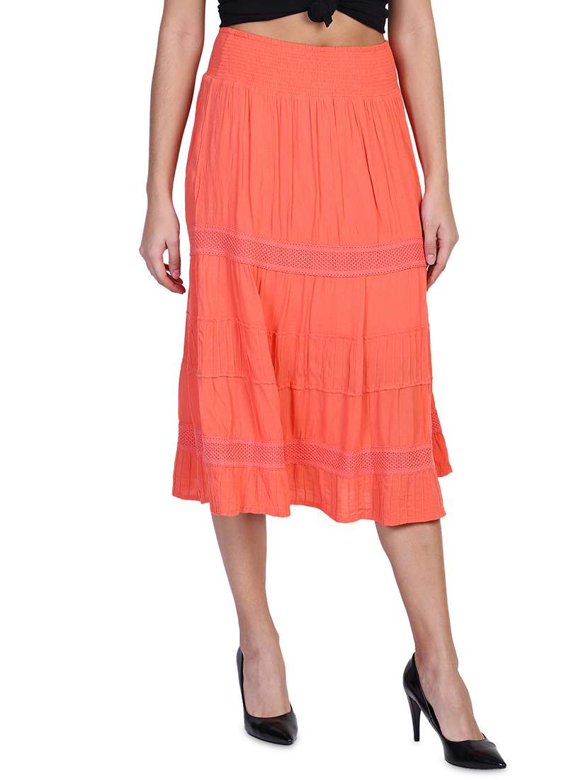 mid rise solid a-line skirt - 18042561 - Standard Image - 1