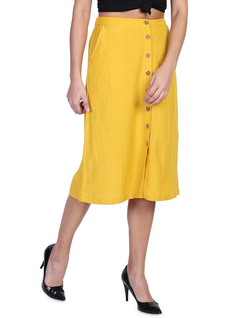 mid rise solid a-line skirt - 18042562 - Standard Image - 1