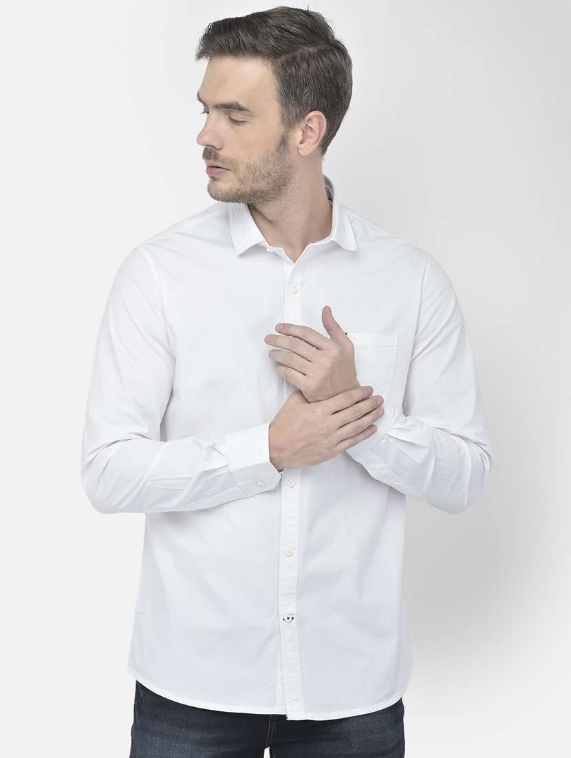 white solid casual shirt