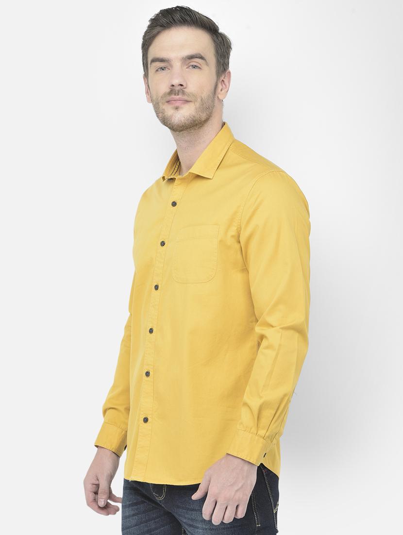 yellow solid casual shirt - 18042951 - Standard Image - 1