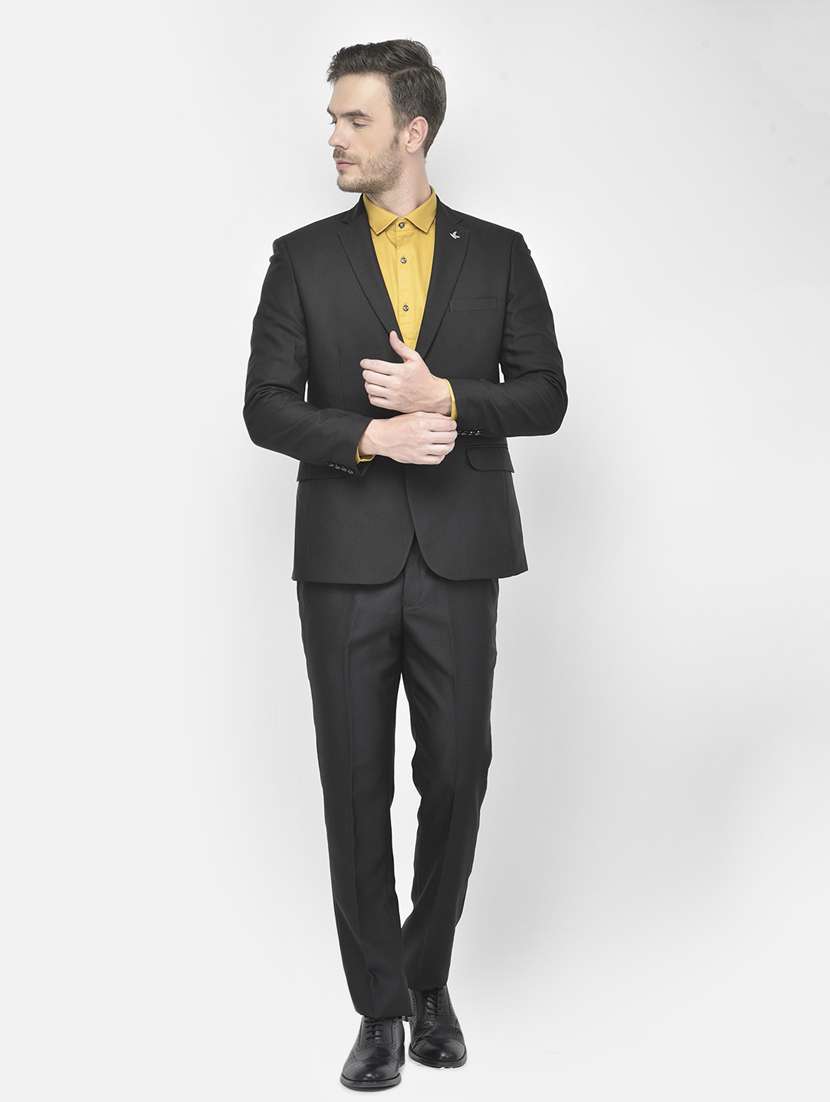 black self design single breasted suit - 18042976 -  Standard Image - 1