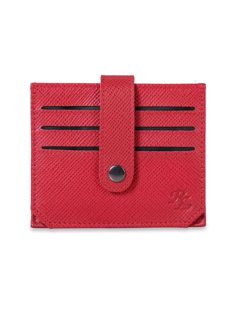 red leather card holder