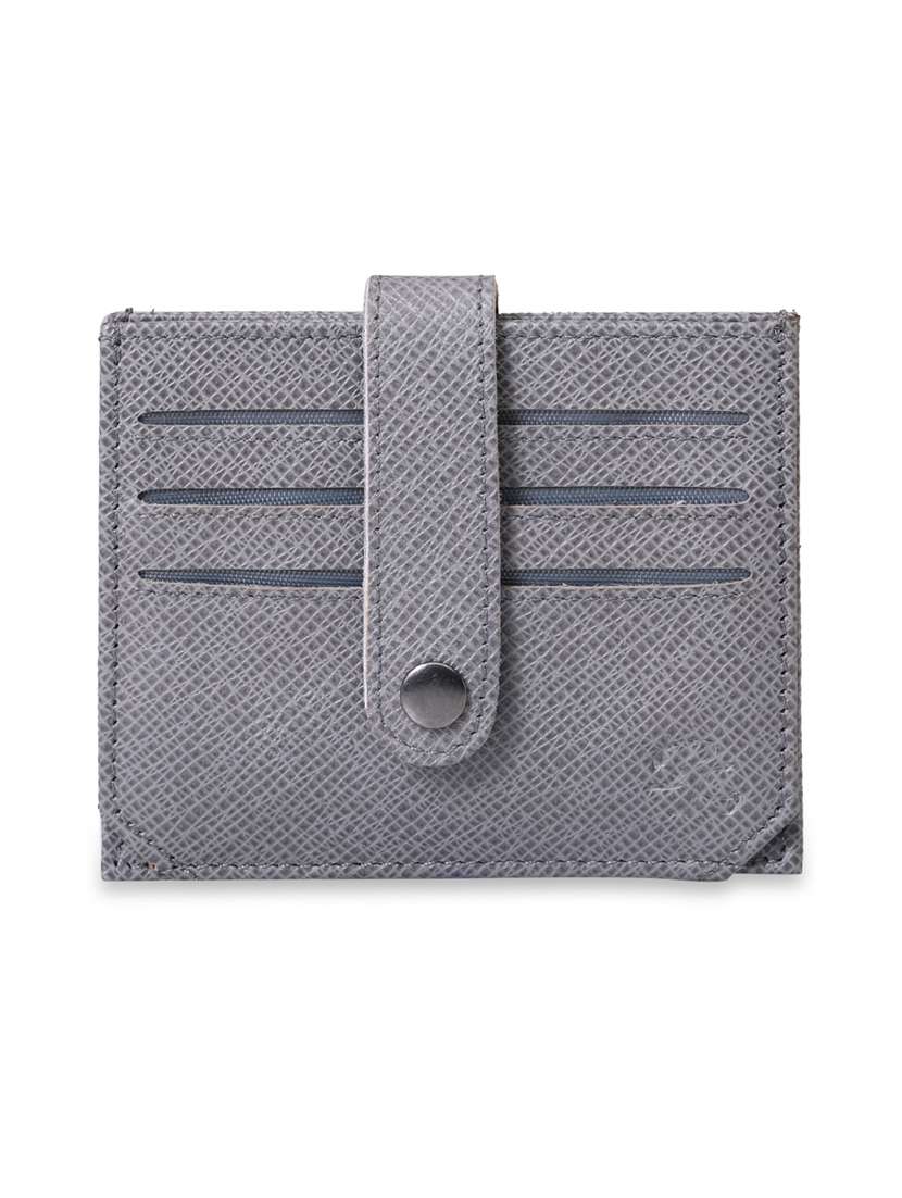 grey leather card holder