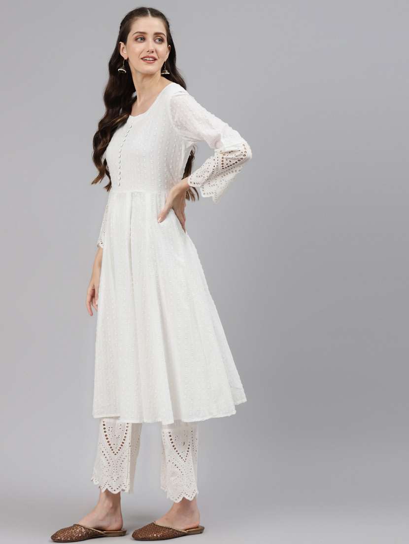 women white self design kurta pant sset - 18044081 - Standard Image - 1