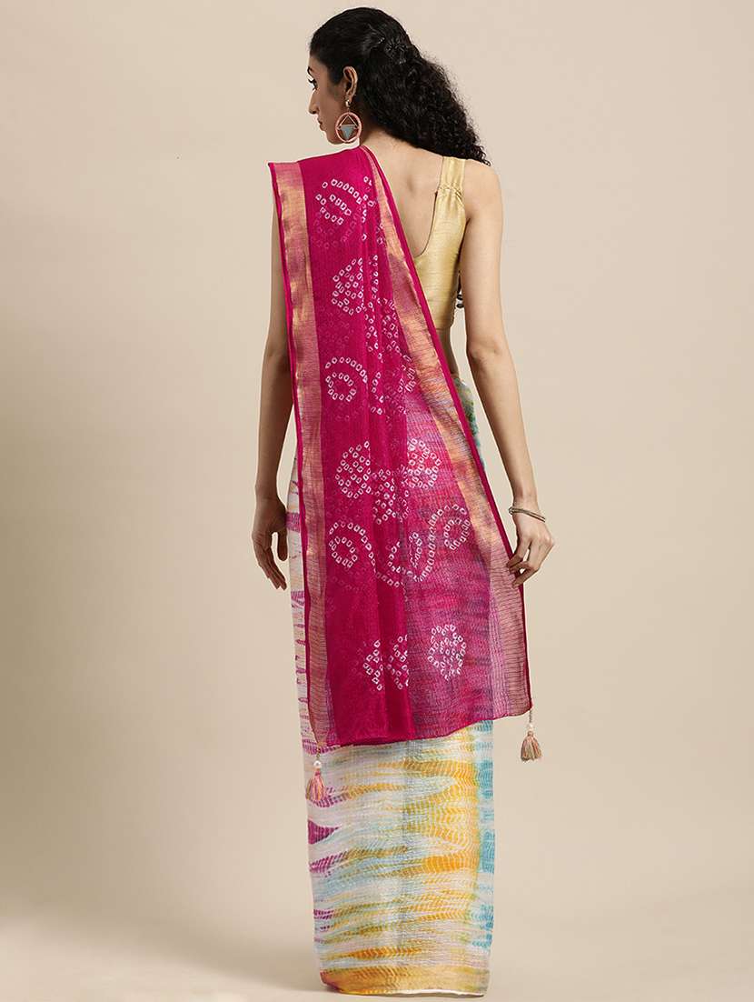 women's shibori multi colored saree with blouse - 18044133 -  Standard Image - 1