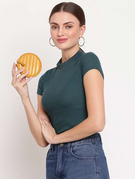 yellow leatherette (pu) regular pouch - 18044366 -  Standard Image - 4