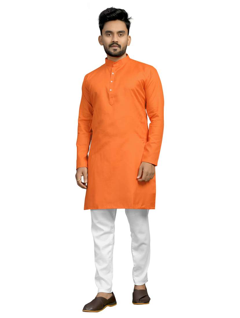 men mandarin neck solid kurta pyjama set 