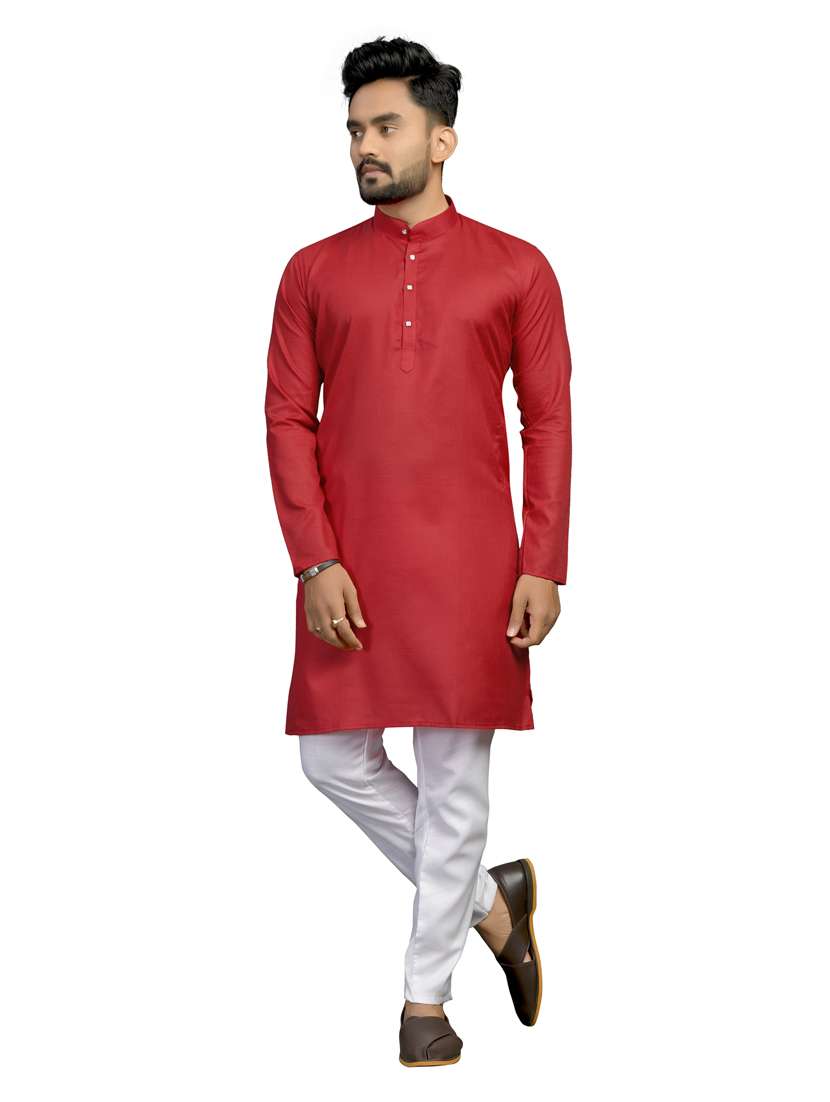 men mandarin neck solid kurta pyjama set 