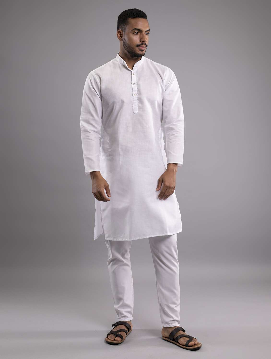 white solid kurta pyjama set
