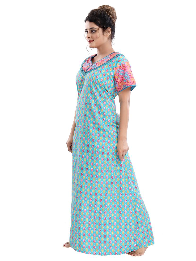 v-neck printed nighty  - 18044662 -  Standard Image - 1